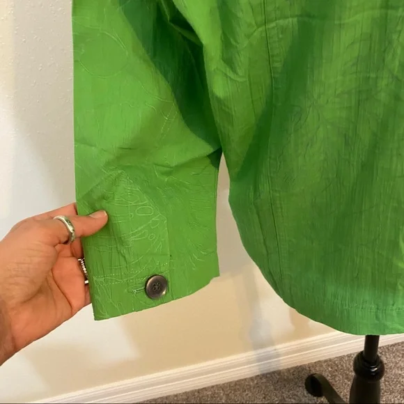90’s Karen Scott Button Blouse Top PM Green Button Down Shirt Top 3/4 Sl… - Picture 8 of 11
